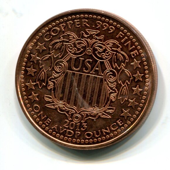 2013 USA Liberty One Ounce Copper Medal (b682-1) - Picture 2 of 2